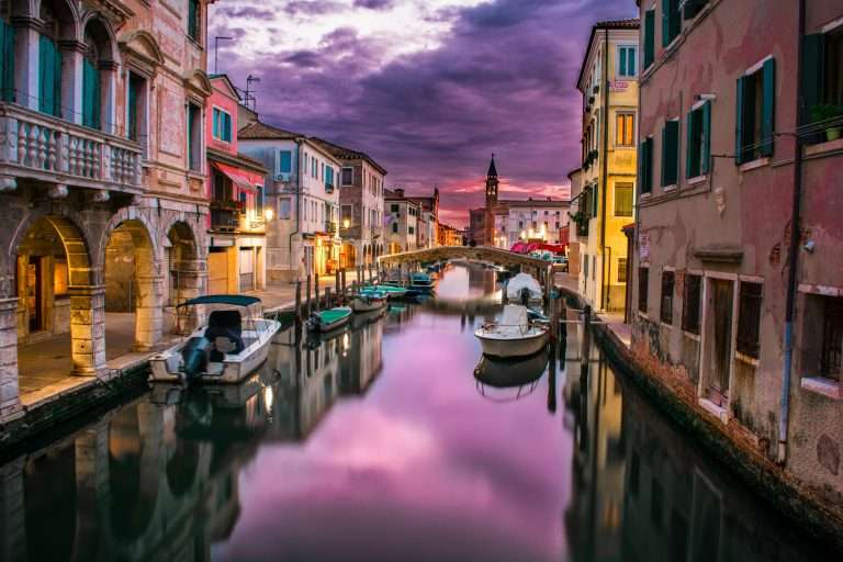 Gondolas on the Grand Canal during a romantic weekend in Venice